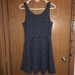 H&M navy & white polka dot skater skirt dress